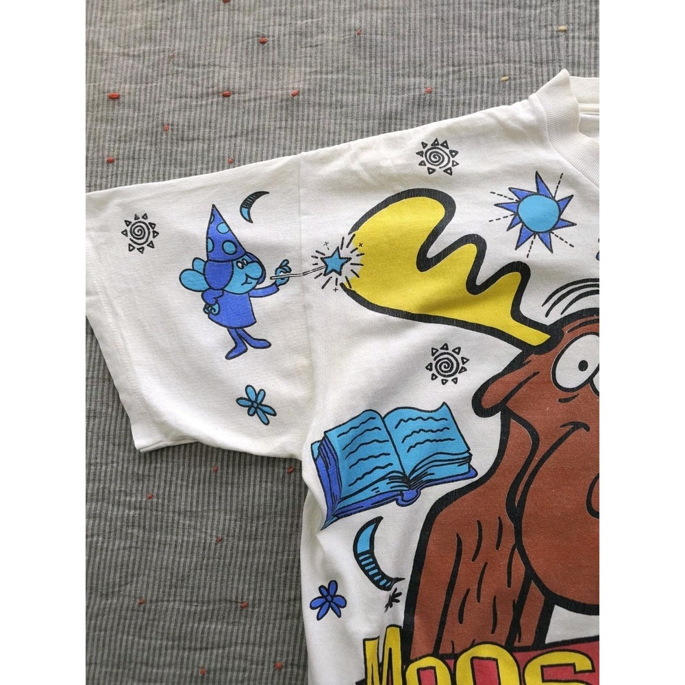 Vintage 1990s Rocky And Bullwinkle And Friends‎ Show AOP T-shirt Wild Oats XL - Picture 12 of 14
